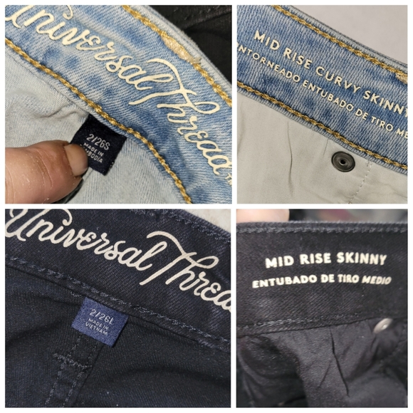 Universal Thread 2 Pair Ladies Mid Rise Skinny Jeans Bundle Distressed Size 2/26 - Picture 13 of 16